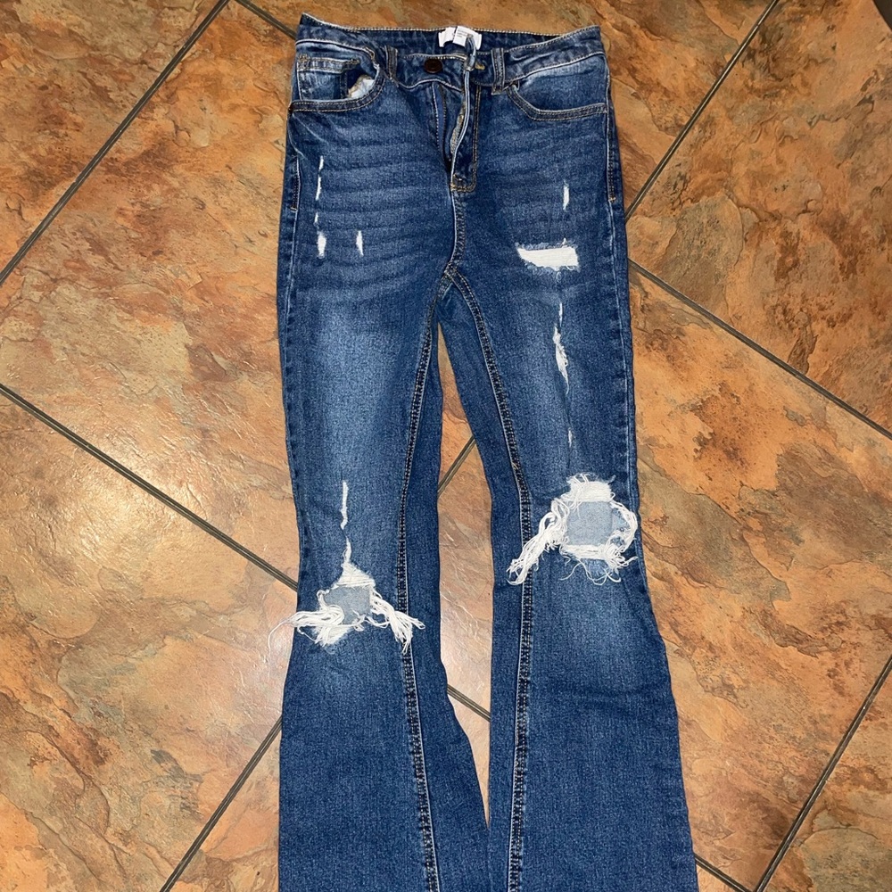 Forever 21 Distressed Flare Jeans
